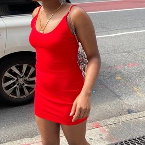 Red mini dress